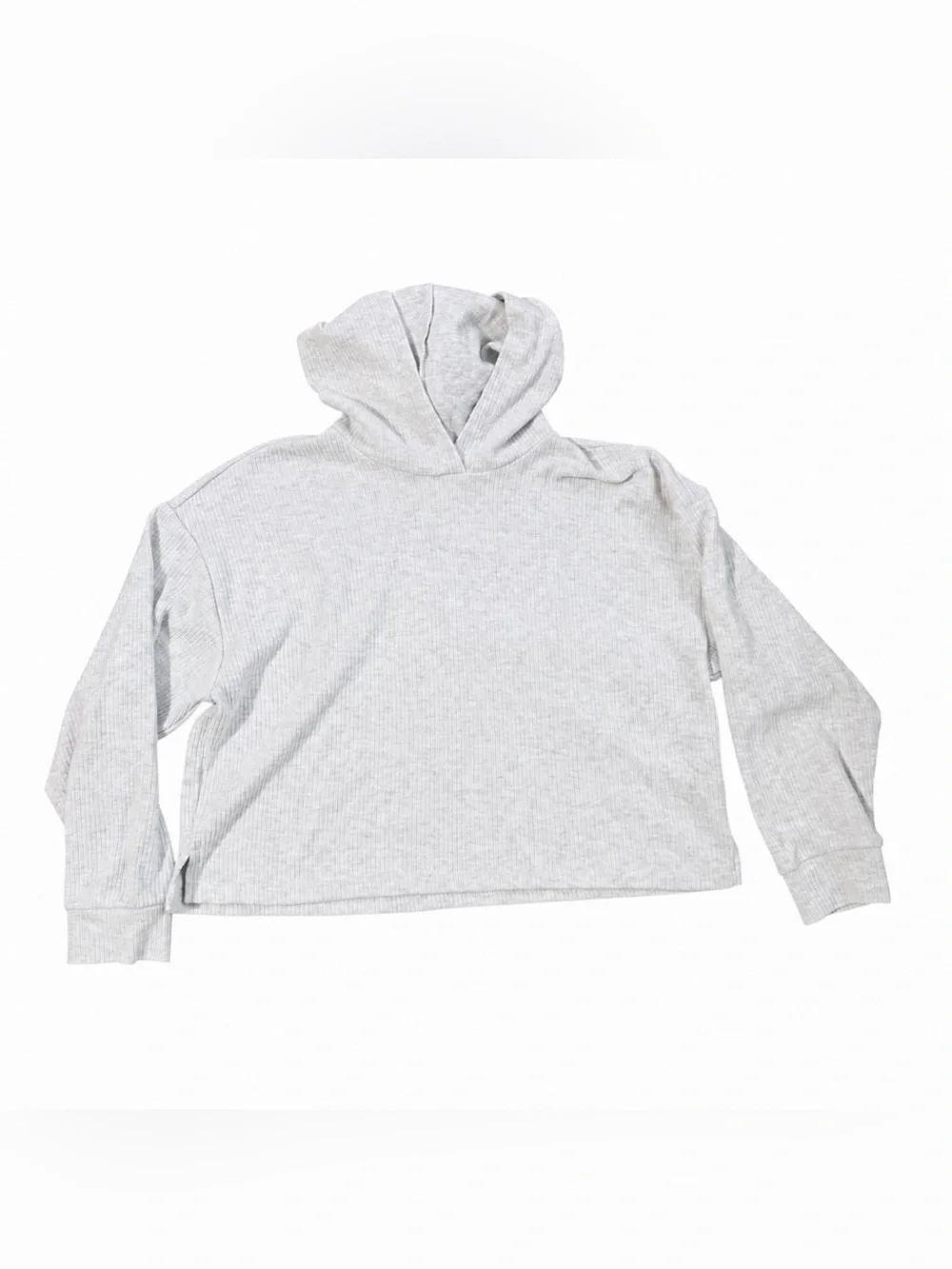 Old Navy Girls Ribbed Cropped Hoodie Size L 10-12 Gray Pullover